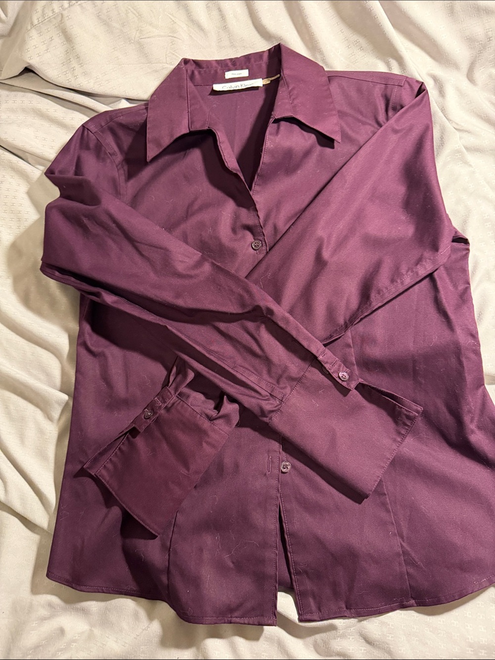 Calvin Klein Plum Button-Down Collared Women's Shirt